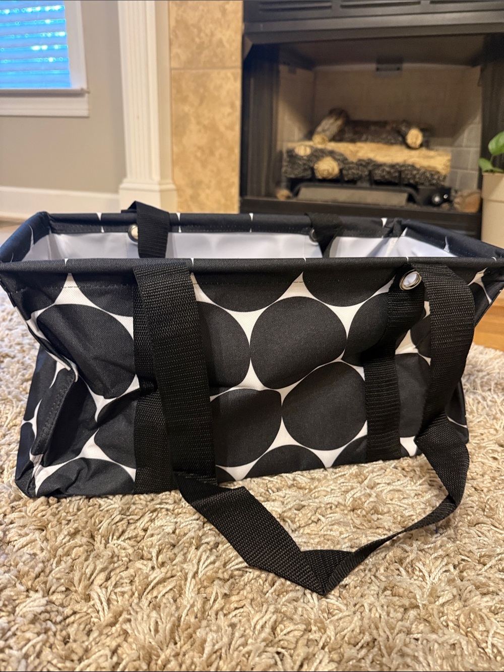 thirty-one Black and White Polka Dot medium Utility Tote